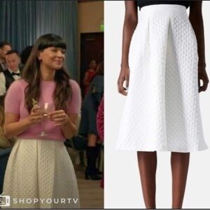 Topshop Women’s White Jacquard Skirt Midi Length US 8